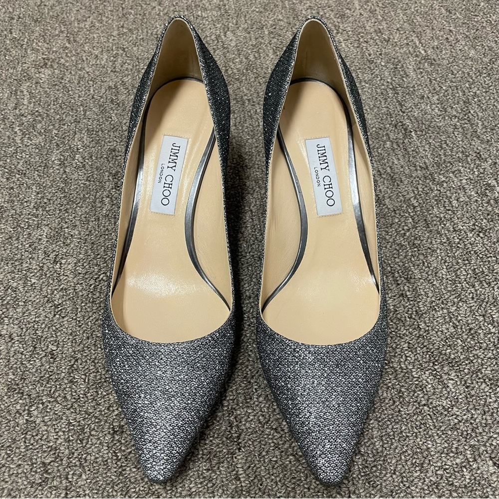 Jimmy Choo Silver Sparkly Pumps Size 41